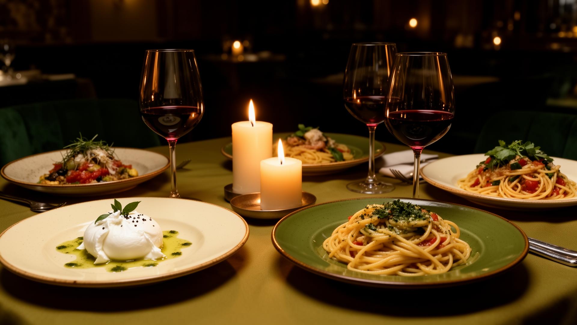 Candlelit sharing table at Sapore